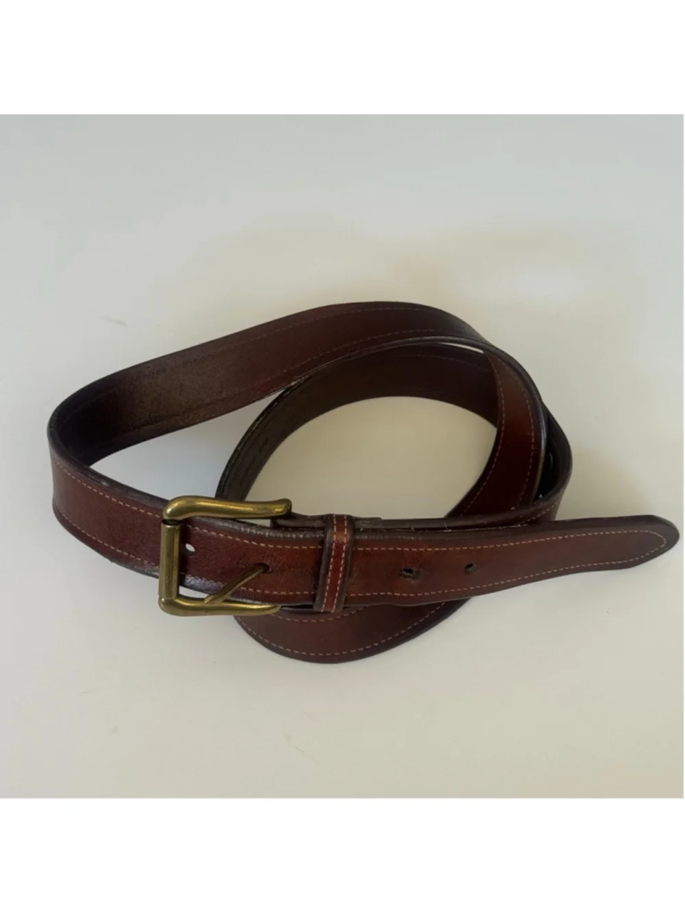 Polo Ralph Lauren Brown Leather Belt Brass Buckle Sz 95/38 Made in Italy Vintage